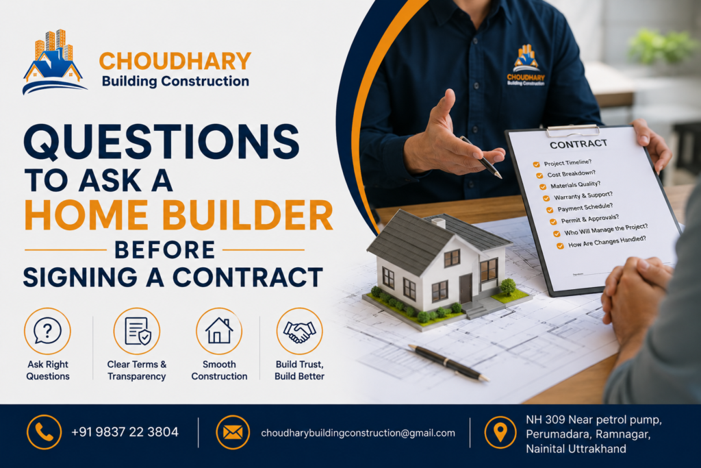Questions to Ask a Home Builder Before Signing a Contract
