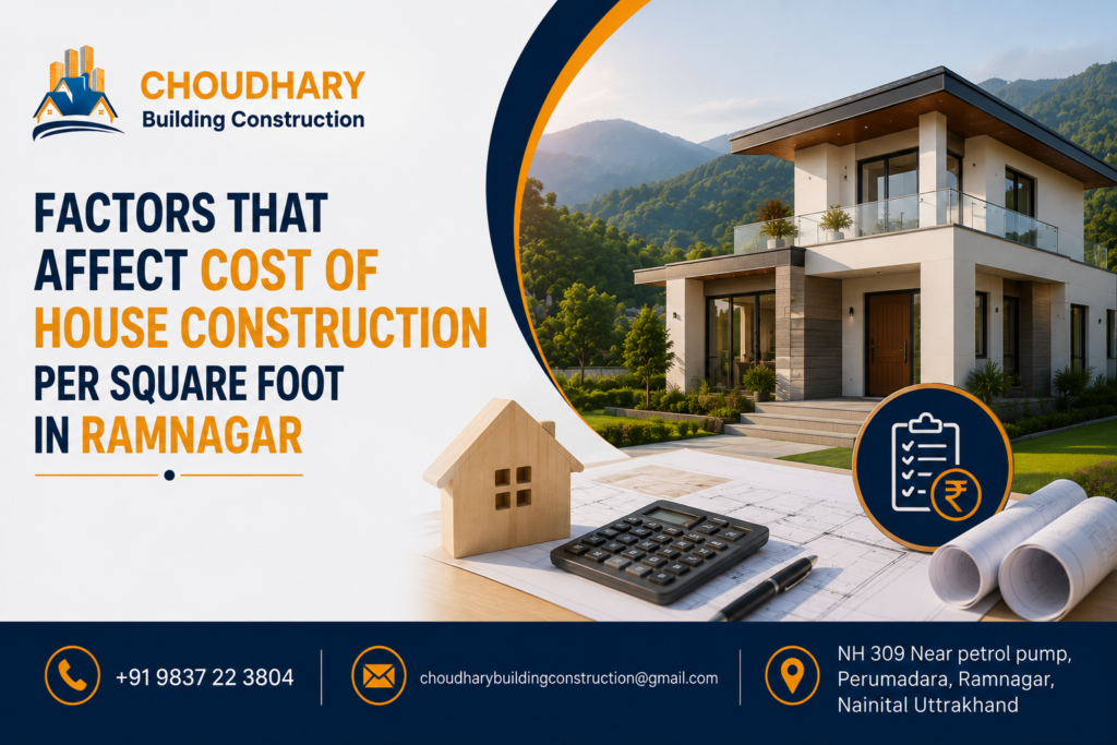 Cost of house construction per square foot in Ramnagar - complete pricing guide by Choudhary Builders