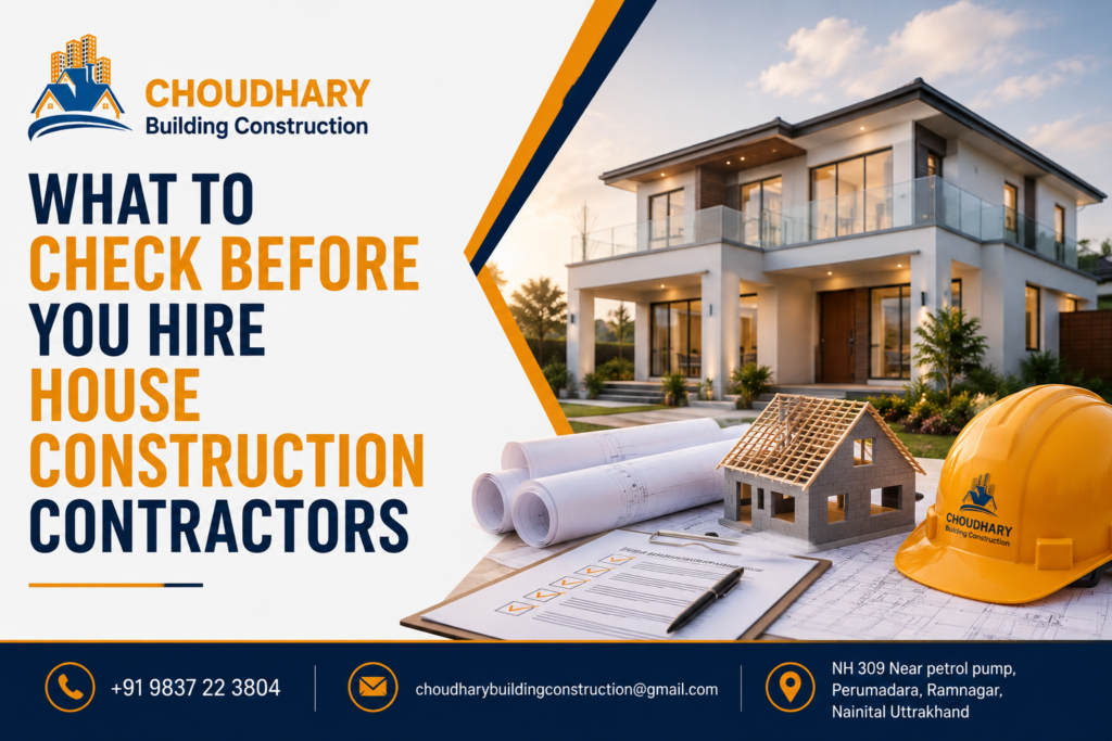Hiring house construction contractors in Ramnagar - homeowner's guide by Choudhary Builders